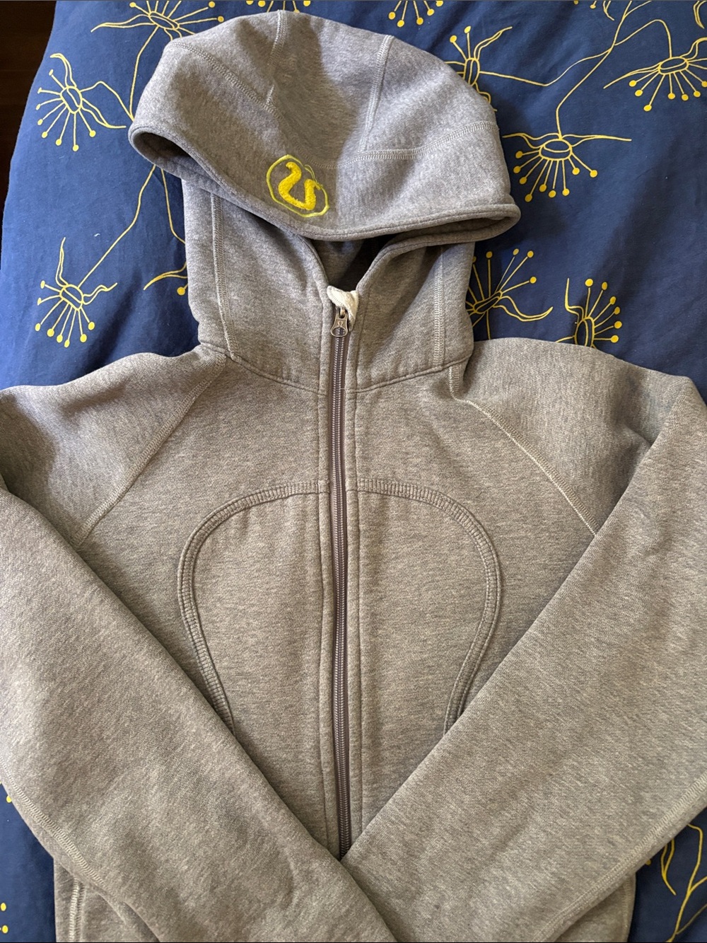 lululemon athletica Kids Gray Hooded Zip Jacket with Yellow Logo